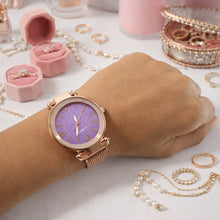 Elegant Rose Gold Mesh Strap Analog Wrist Watch for Women (1 Pc)