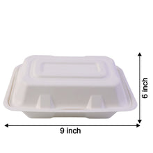 Vegnar Premium Bagasse Clamshell Food Box (10 Pc, 9x6 Inch)