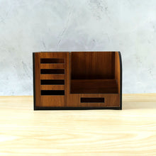 Premium Wooden Desk Organizer with Phone Stand, Pen Holder, Card Holder (1 Pc)